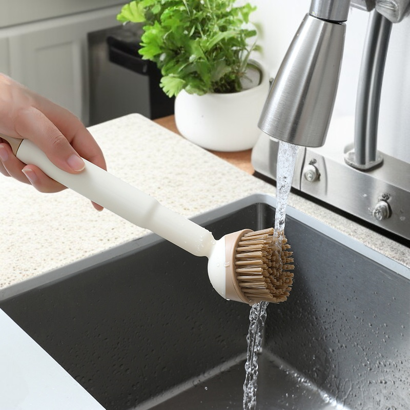 Cepillo multiusos para cocina, limpieza de ollas sin daños, diseño de mango largo