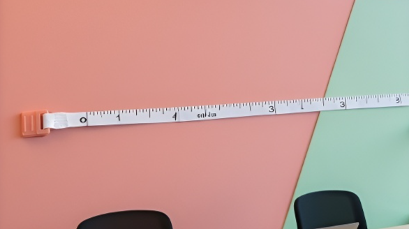 メジャーの自動巻き取りボタンのクローズアップ