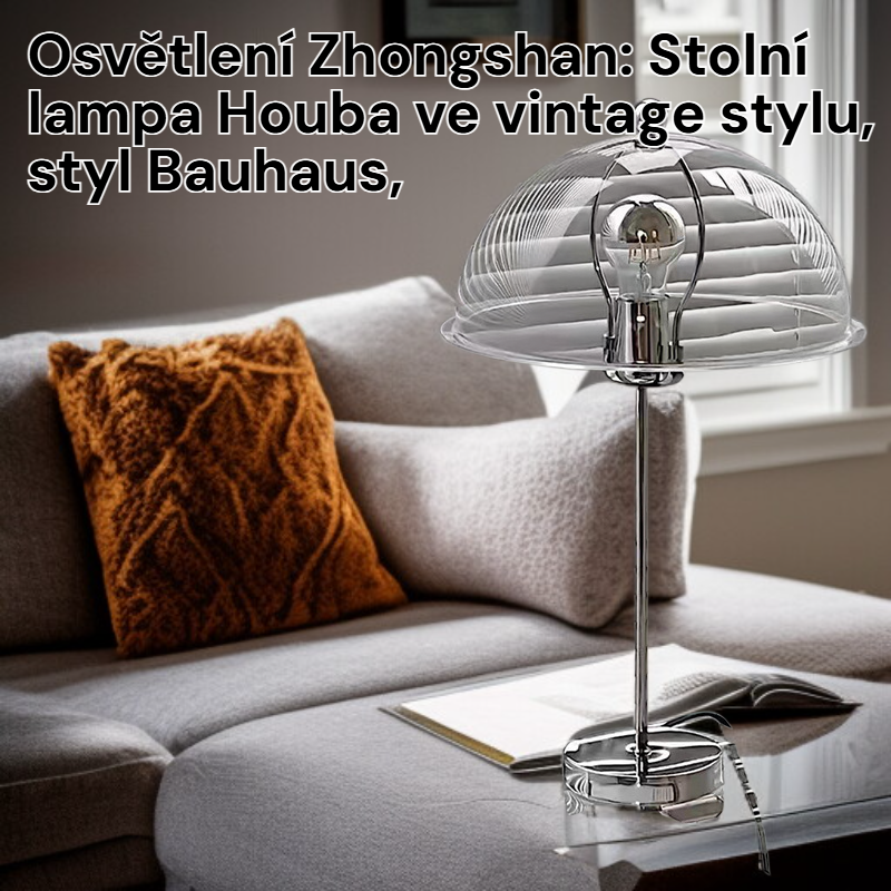 Retro houbová stolní lampa, Bauhausový akrylový stojací lampa do obývacího pokoje a ložnice