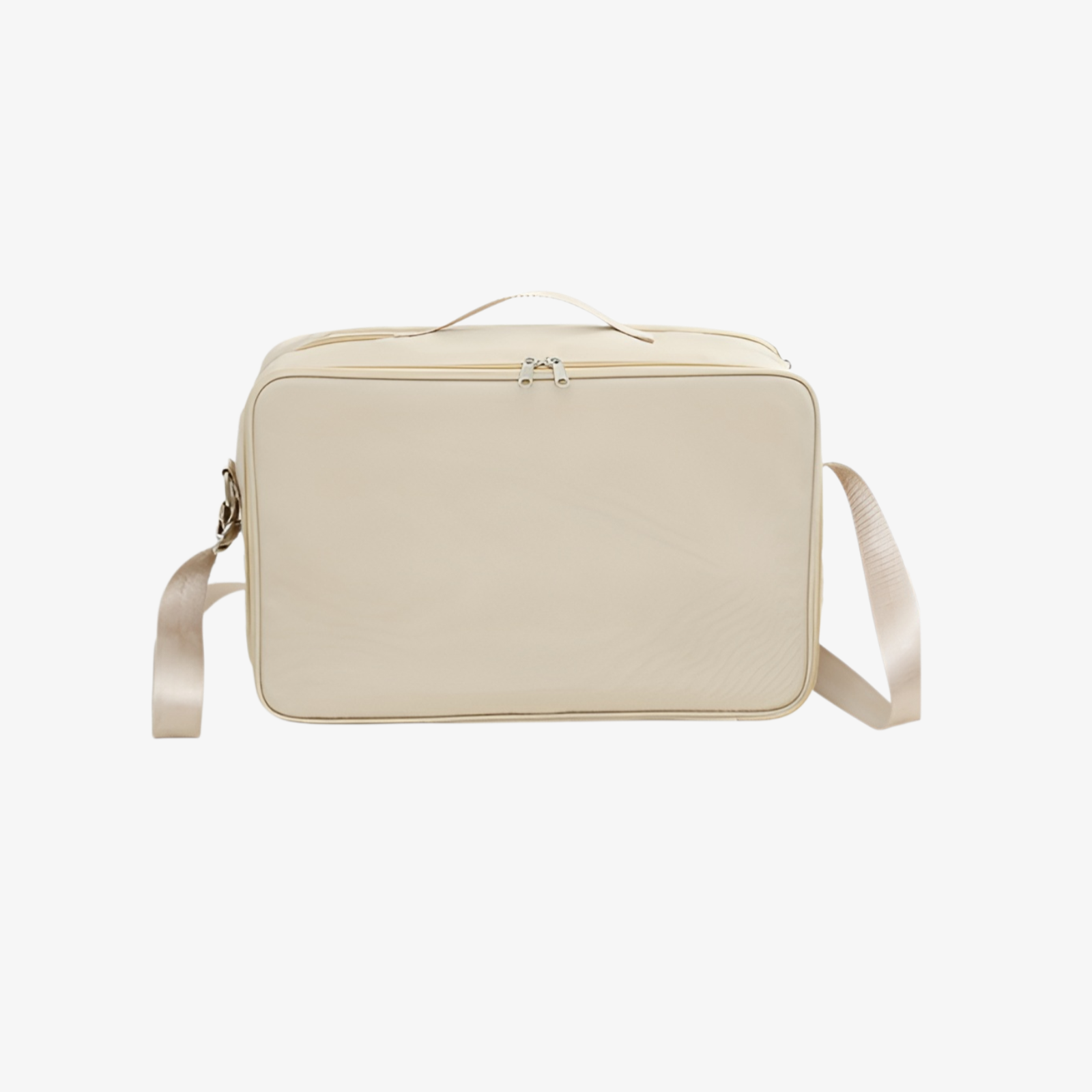 Sac de voyage suspendu rempli d'accessoires et de produits de toilette