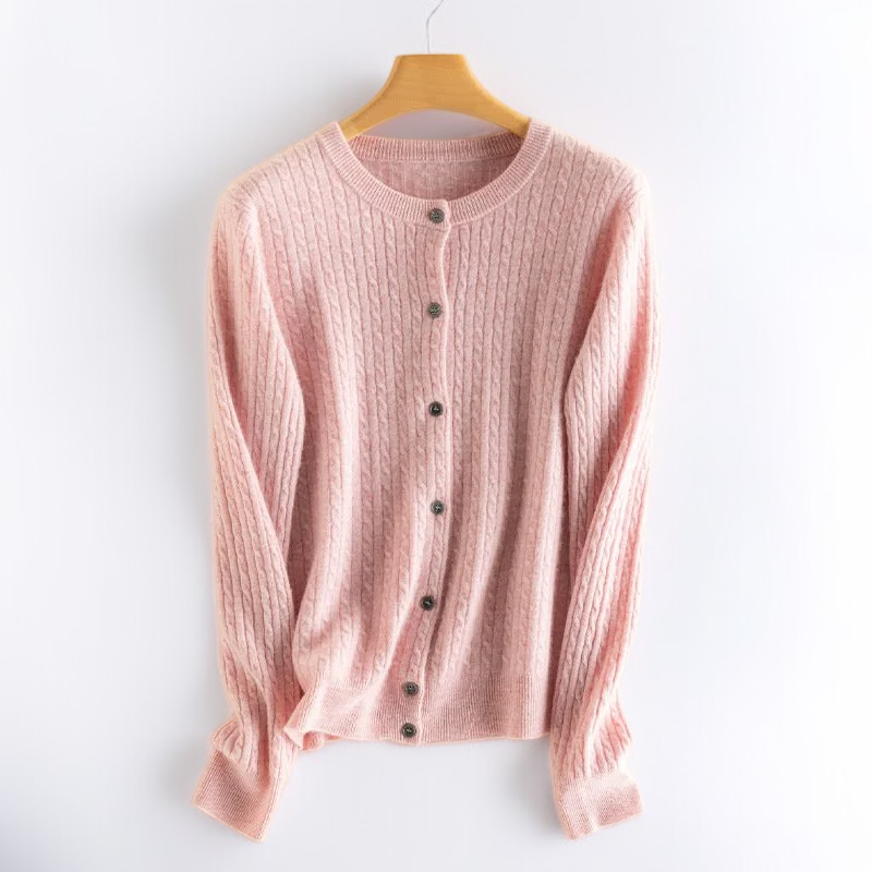 ケーブル編み模様のアップ