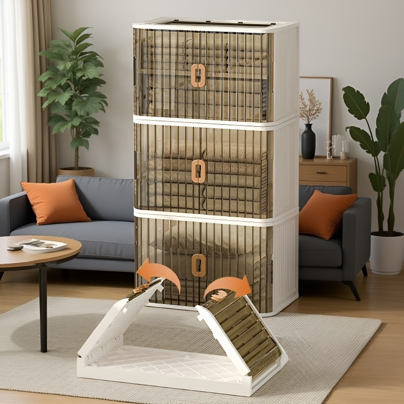 Foldable Storage Cabinet with Double Rolling Doors - Deluxe Lightweight Organizer