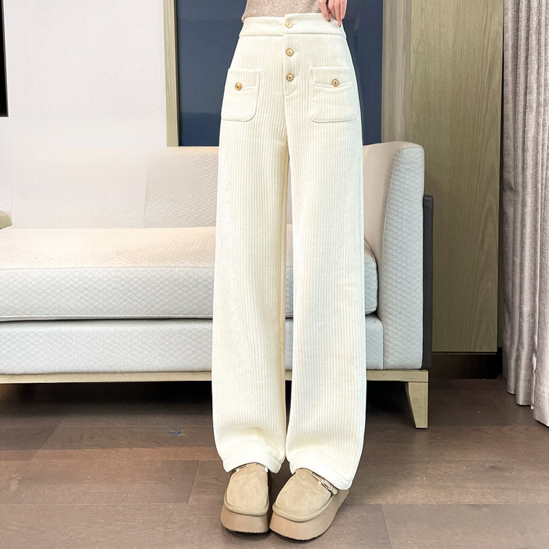 여성용 하이웨스트 팬츠 옆모습