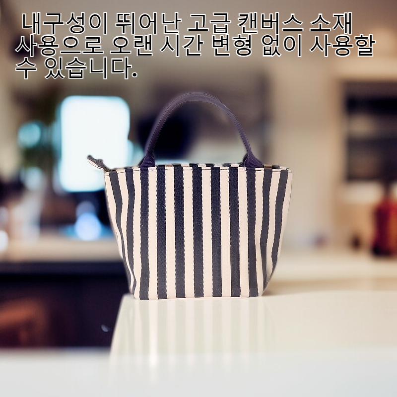 스트라이프 프린트 캔버스 토트백