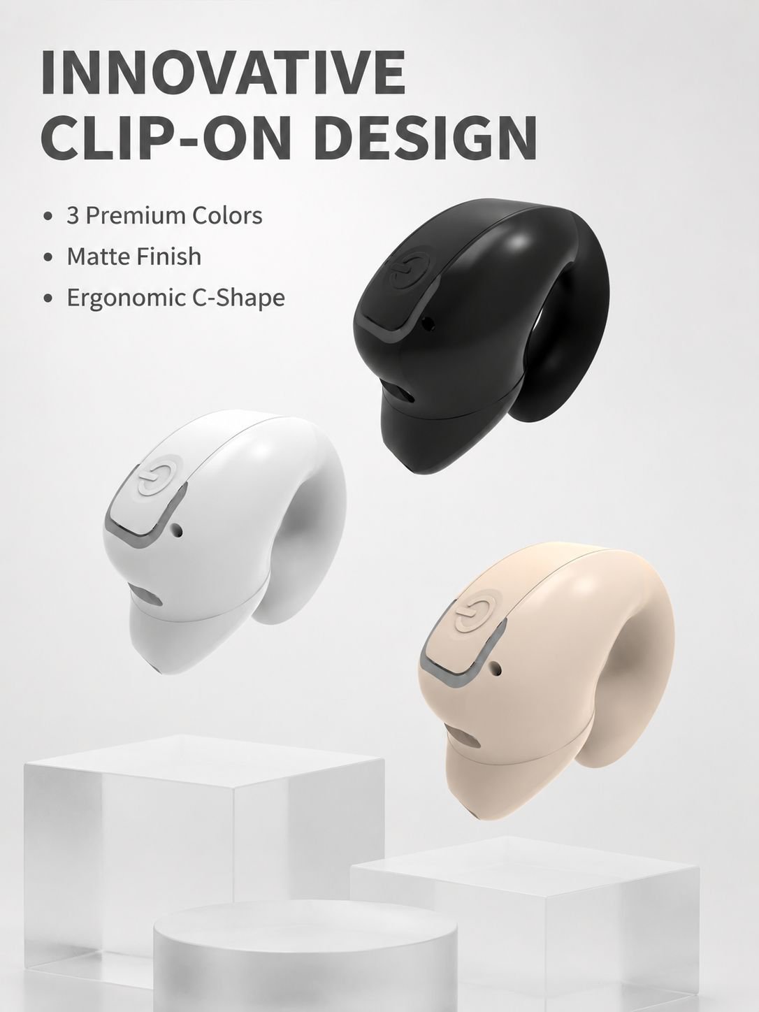 Clip-On Bluetooth Earbuds, Non-In-Ear Comfortable Fit