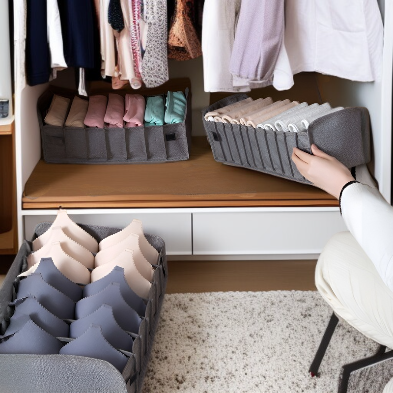 Fabric storage artifact underwear storage box bedroom drawer type foldable partition home storage bo