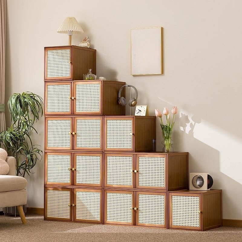 ตู้ไม้เนื้อแข็งตรวจสอบฟรีรวมชั้นจัดเก็บตู้ลิ้นชัก