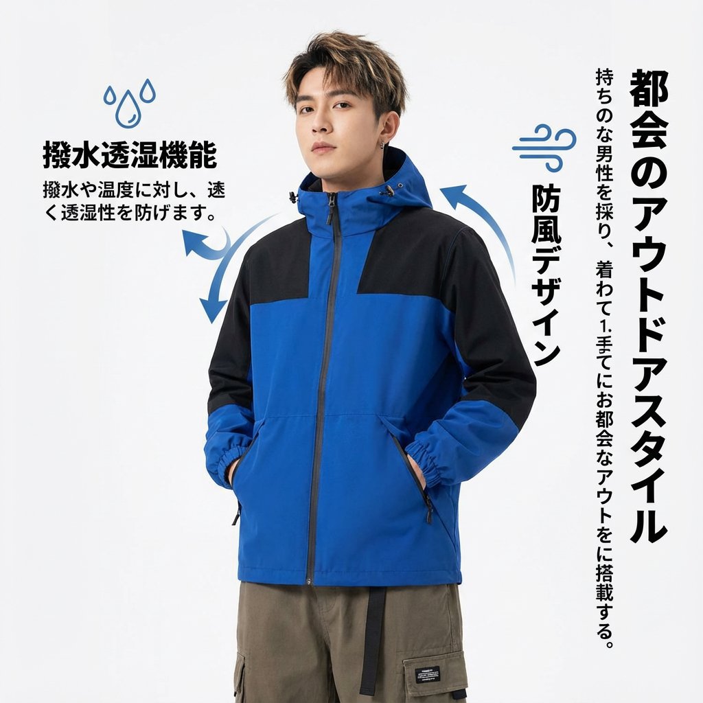フード付きアウトドアジャケット