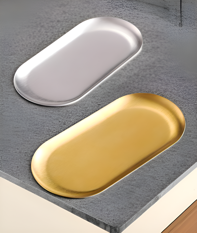 주방에서 사용하는 타원형 스테인리스 판