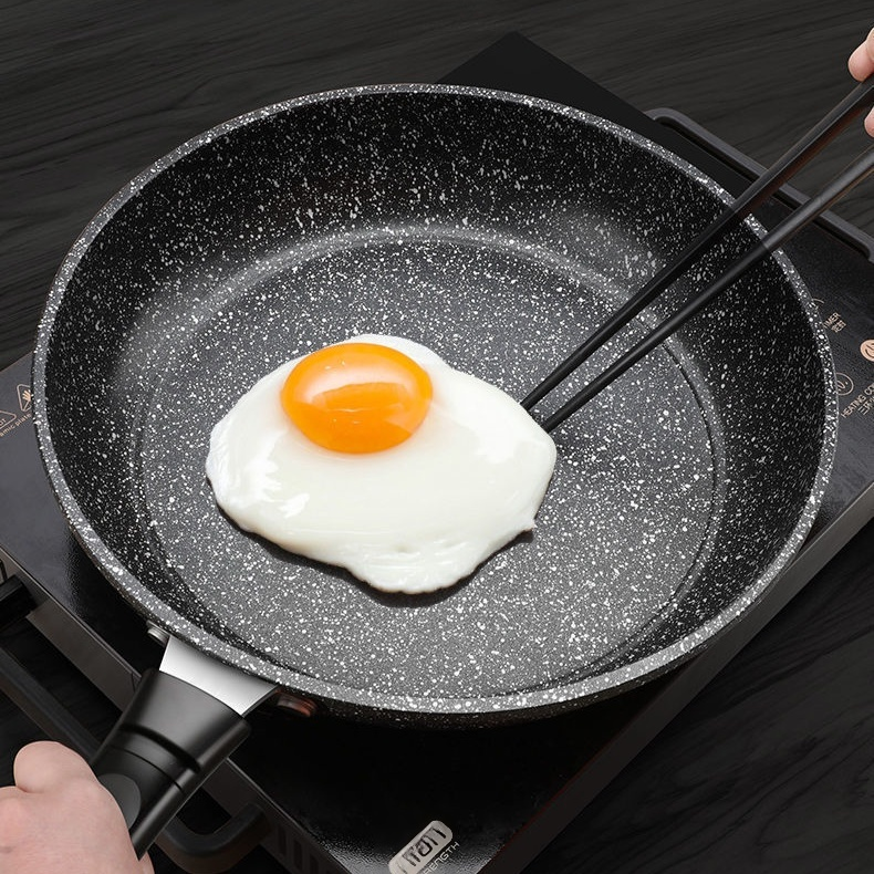Durable stone frying pan with even heat distribution