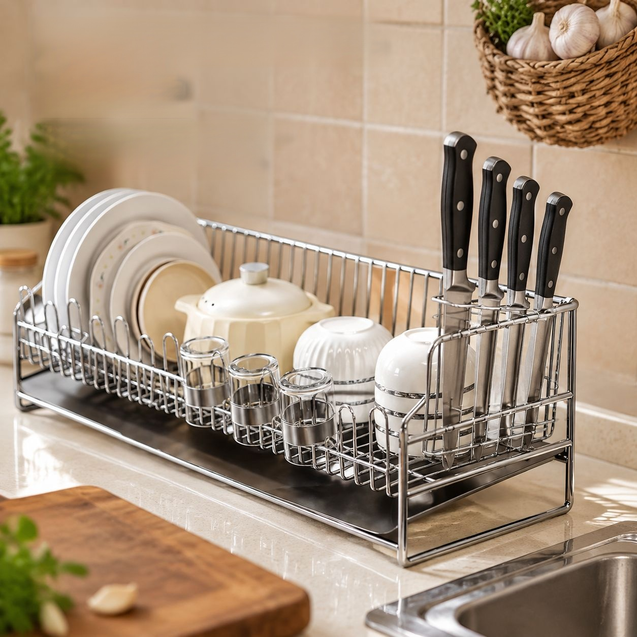 Escurridor de platos con capacidad para platos y cuencos