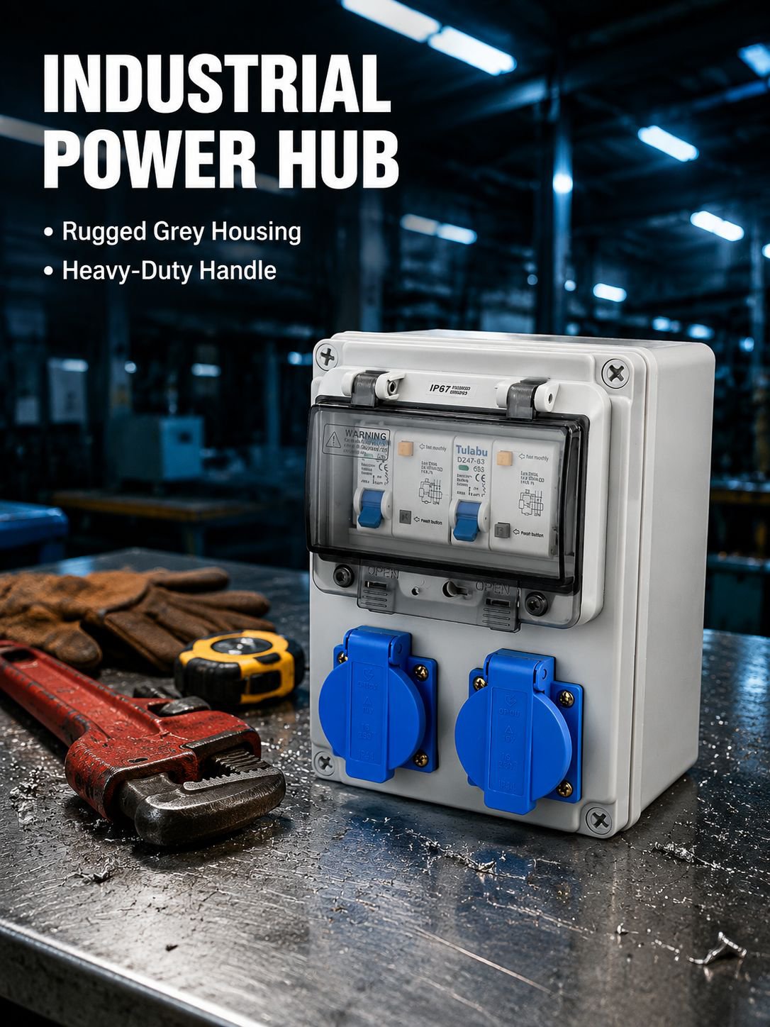 Outdoor waterproof portable industrial socket box, mobile plastic distribution box