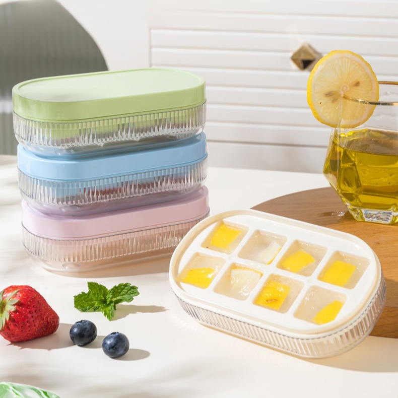 家用冰箱制冰器，压式制冰盒带盖，迷你奶昔制作机