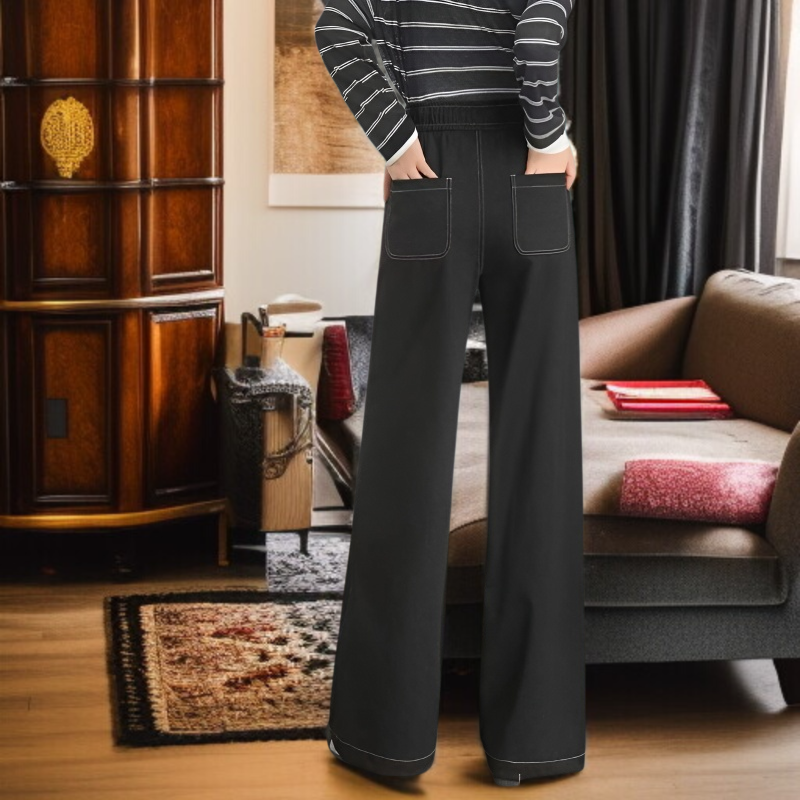 블루 요희 와이드 데님 팬츠 소프트 니트 스판 장미 와이드 데님 팬츠