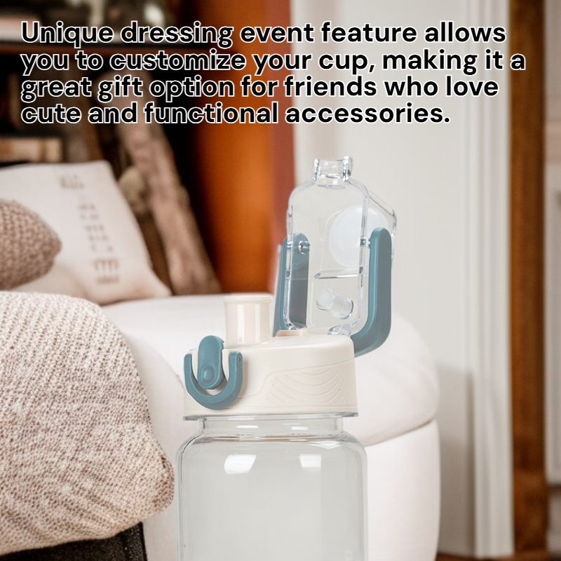 Cute Space Style Sports Water Cup for Girls Portable Summer Student Bottle