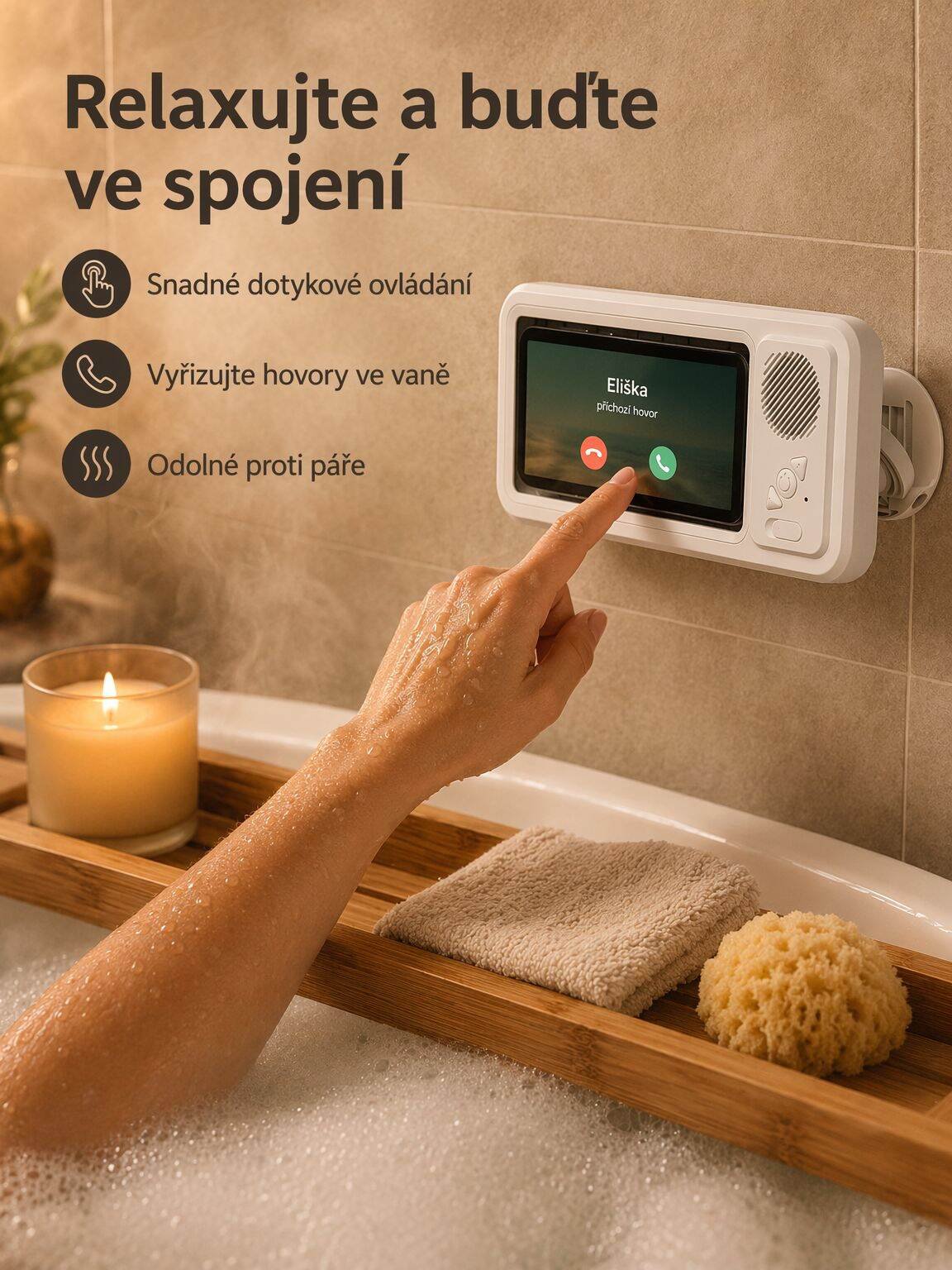 Vodotěsné pouzdro na telefon do koupelny s dotykovým ovládáním, pro zábavu ve sprše