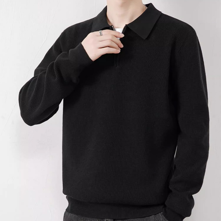 男士時尚半拉鍊開襟衫