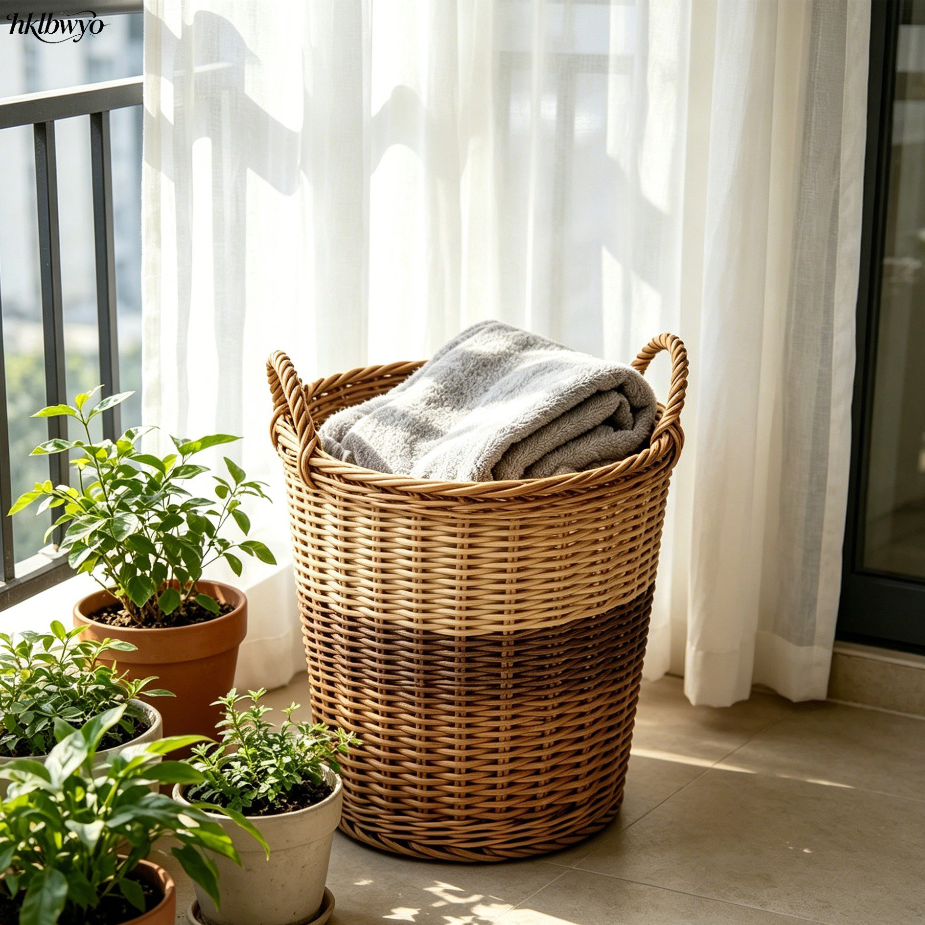 Gradient rattan storage buckets (3 pieces)