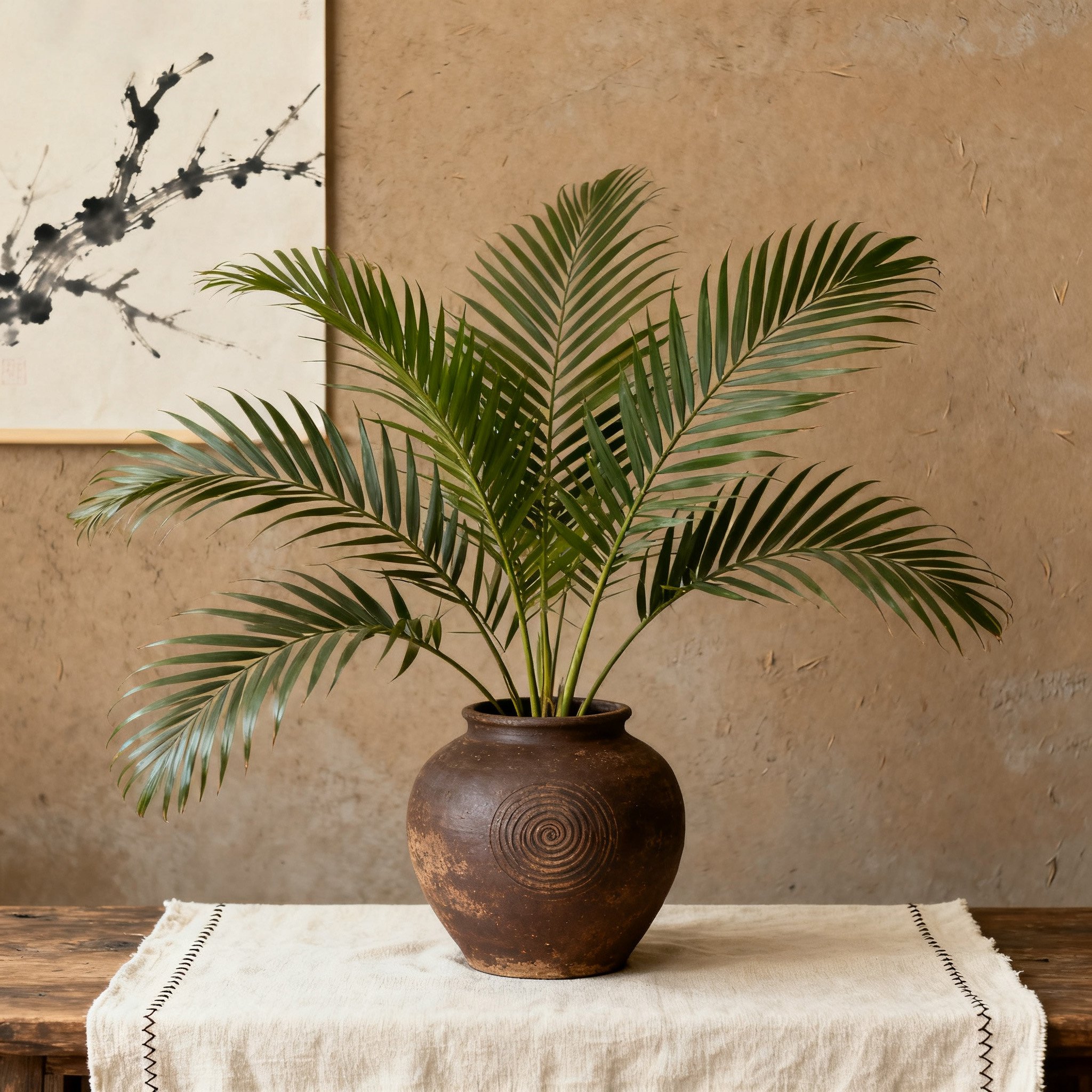 ต้นหมากเหลืองปลูกในกระถาง 