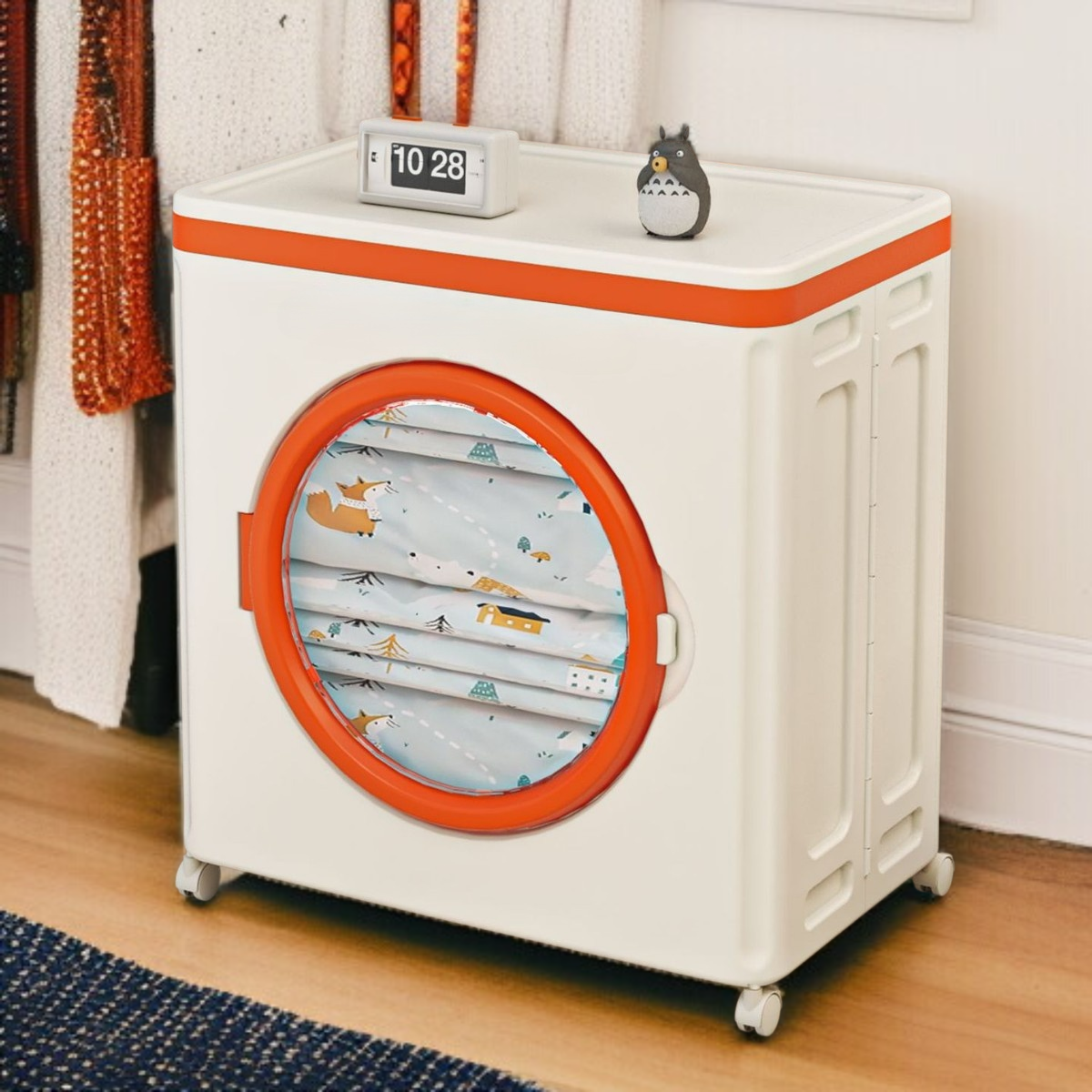 가정용 접이식 수납함 도르래 대용량 의류 수납 정리함 이불 플랩 가능