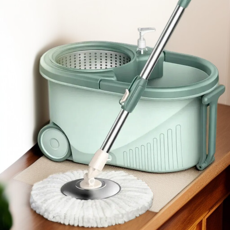 Cubo y fregona para el hogar, fregona perezosa todo en uno, separación húmedo-seco giratoria