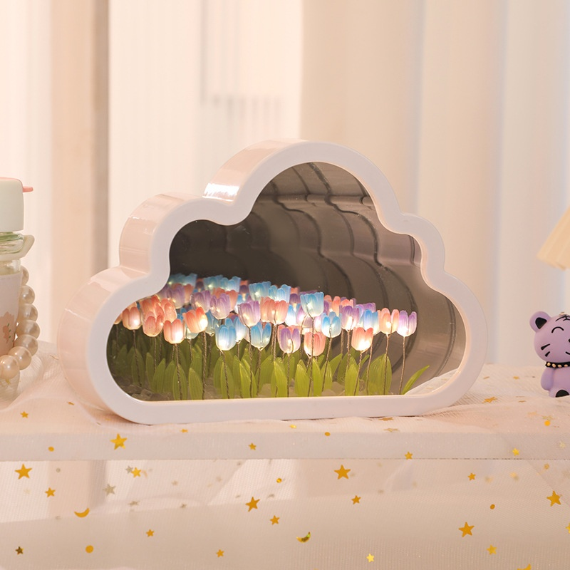  Lámpara nocturna de tulipán hecha a mano, adorno de escritorio, luz ambiental