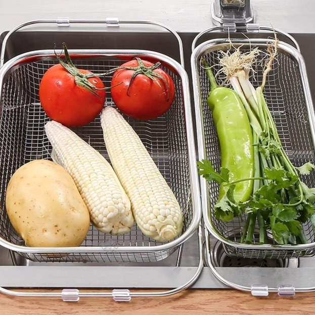 Stainless Steel Extendable Fruit and Vegetable Draining Basket
