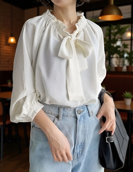 通常シャツとして着用したオフショルダーツーウェイシャツ