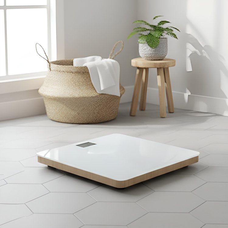 Detail displeje bílé přesné stupnice