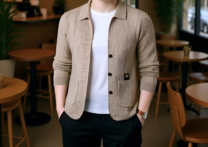 新作スタイルのラペルセーター全体画像