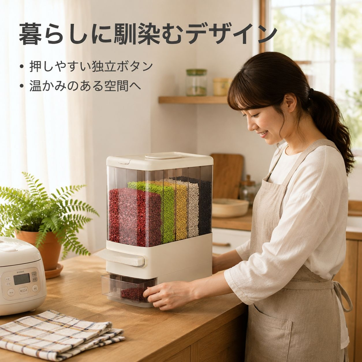 仕切り付き雑穀収納ボックス