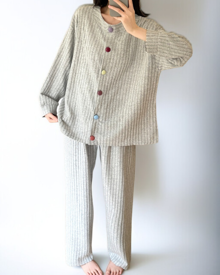 レディース長袖長ズボンパジャマ2着セット全体画像