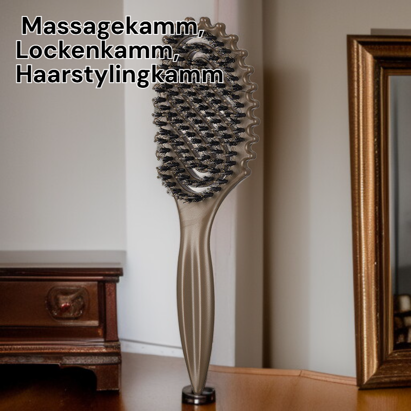 Lockenbürste mit Wildschweinborsten, Skelettbürste, Styling- und Massagebürste