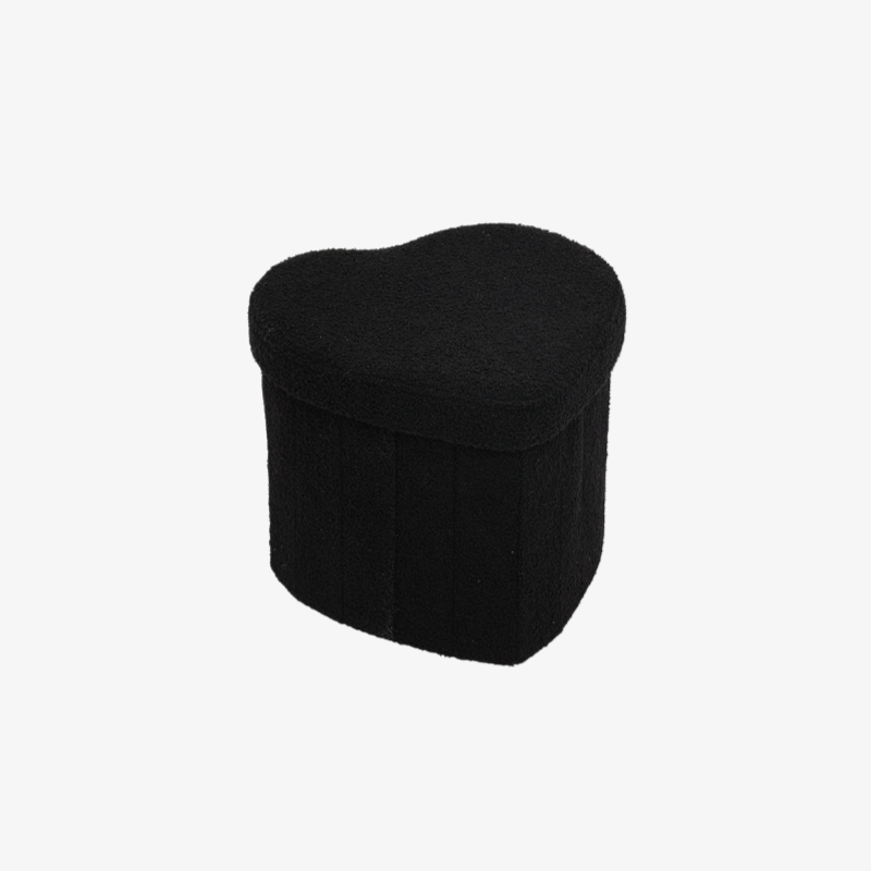 Taburete organizador en forma de corazón de peluche, ideal para el sofá