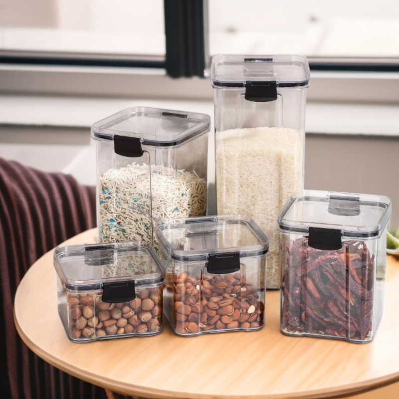 다기능 밀폐 저장 용기 주방 건조식품 차 간식 투명 수납함