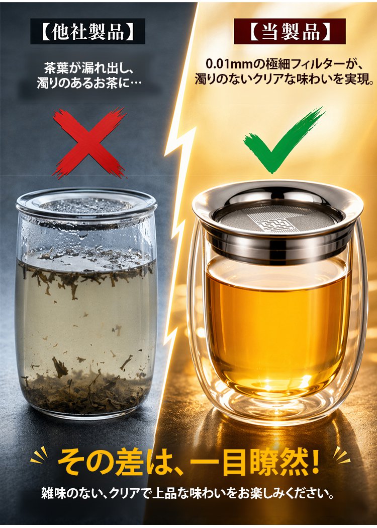 【職人仕上げ】ダブルウォール茶こし付きティーボトル - detail 10