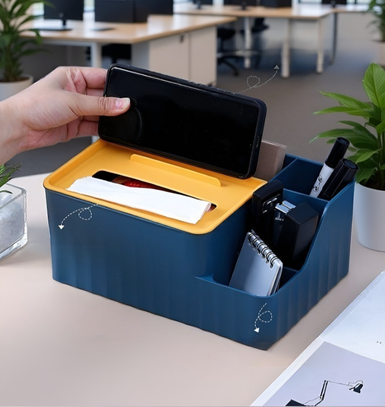 仕切り付きの多機能ティッシュボックス内部