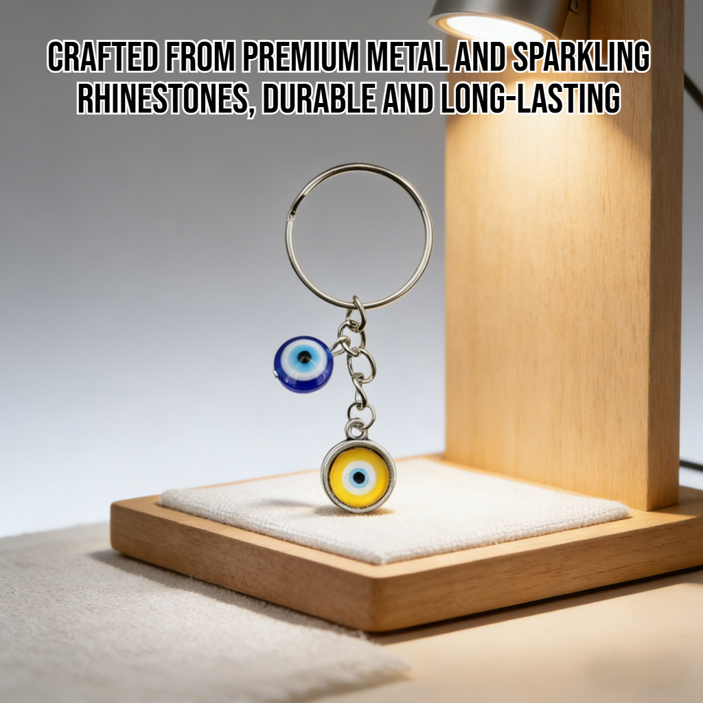 Fashion Rhinestone Evil Eye Metal Keychain Pendant