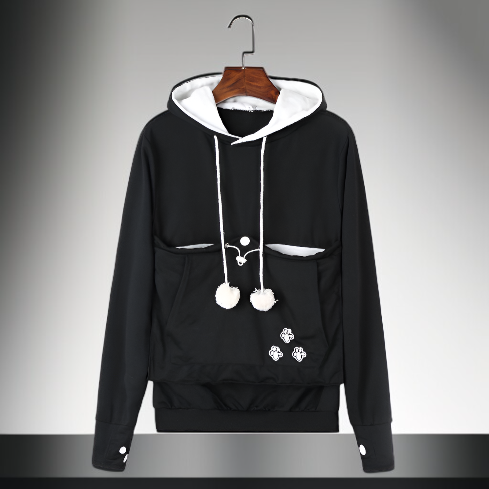 여성용 자수 대형 포켓 후드 스웨트셔츠