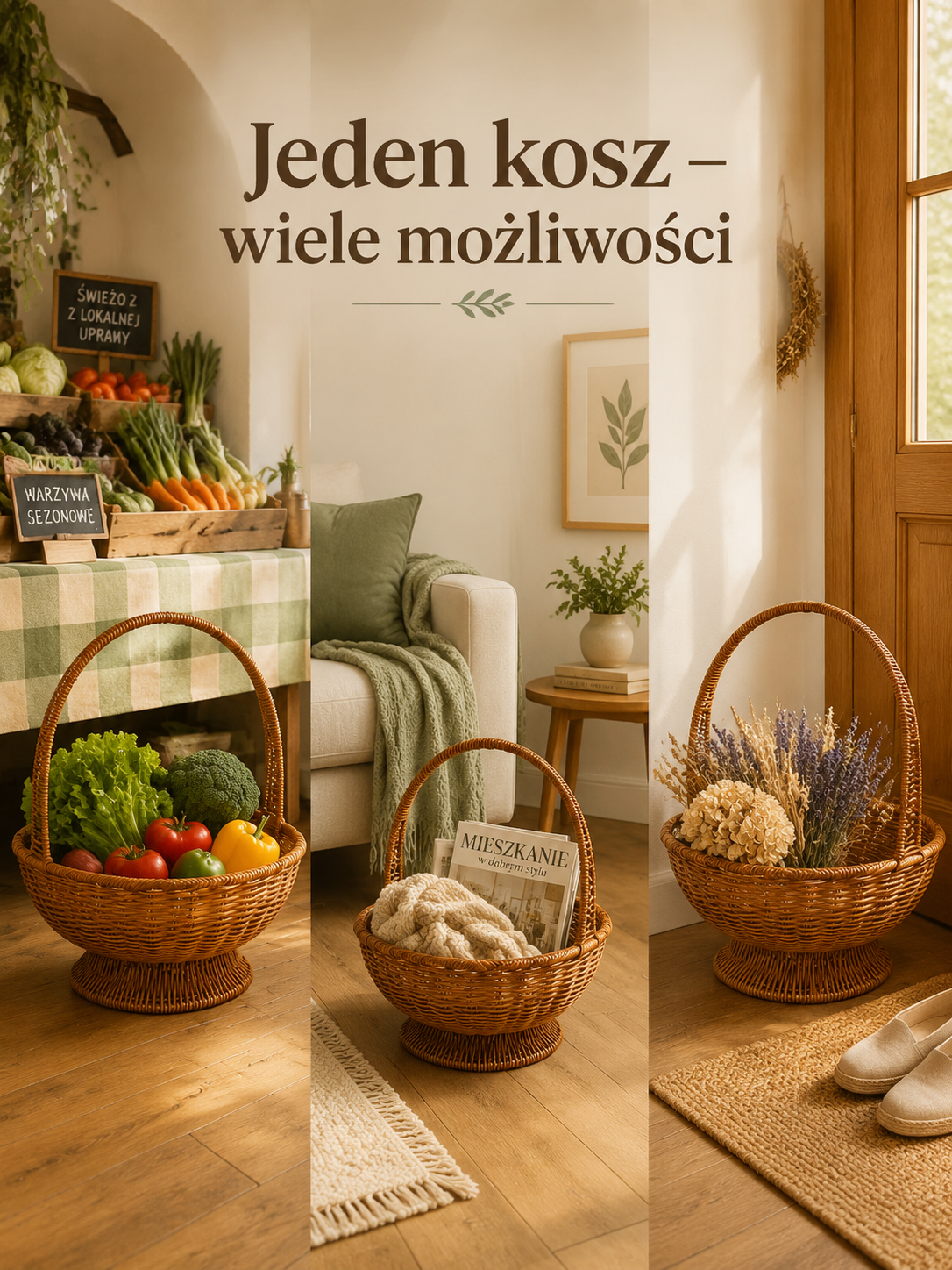 Domowy koszyk na zakupy, dekoracyjny kosz na kwiaty