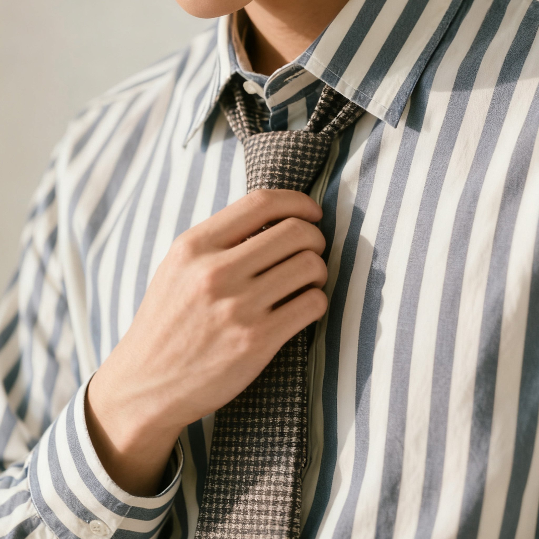 스트라이프 넥타이 디자인 셔츠