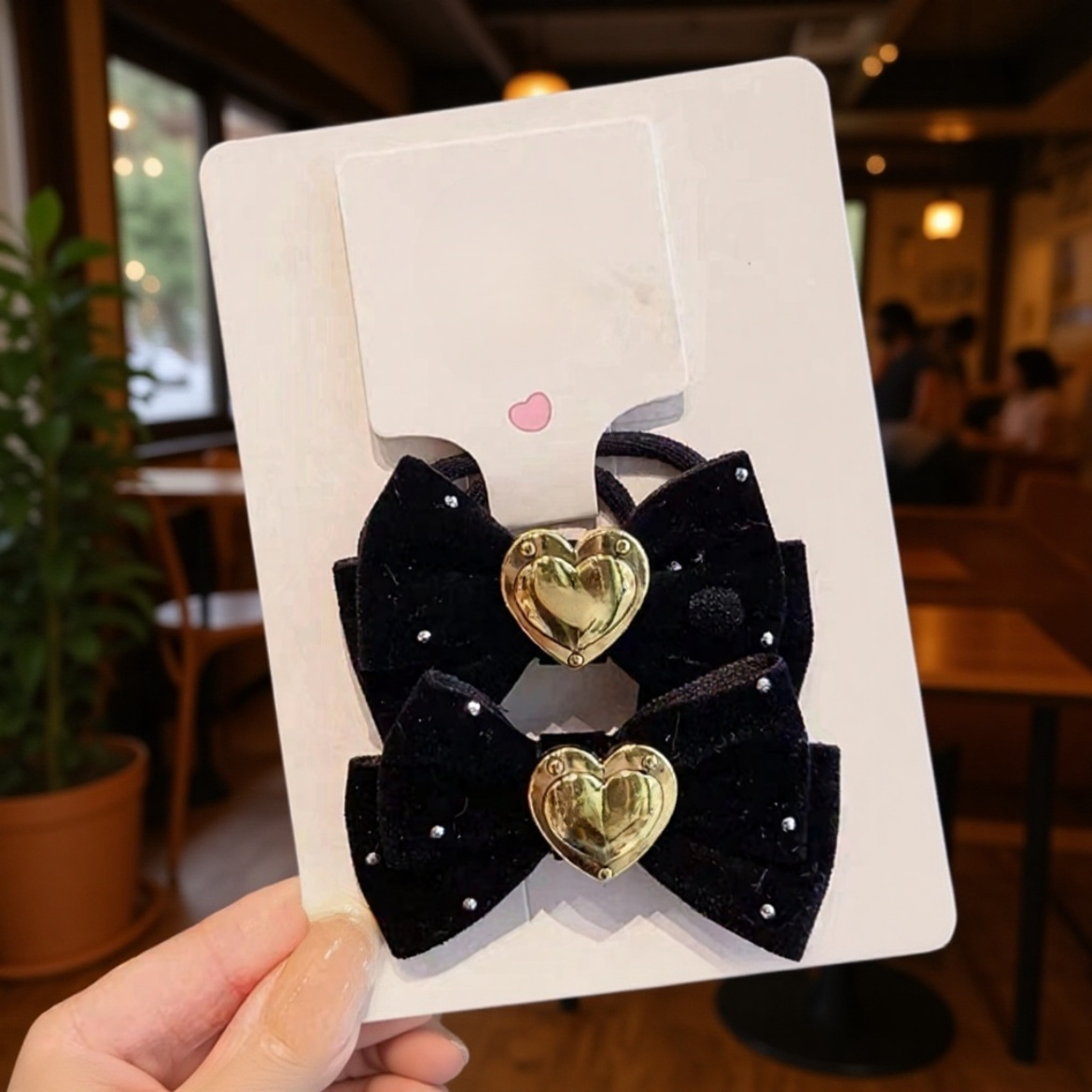 빨간 리본 머리핀/머리끈