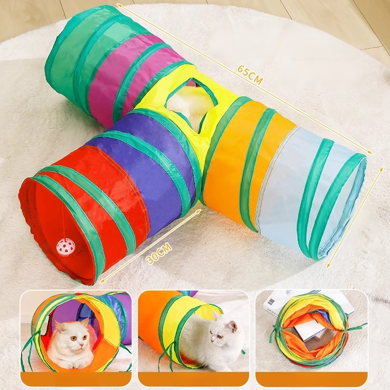 Rainbow Foldable Cat Tunnel