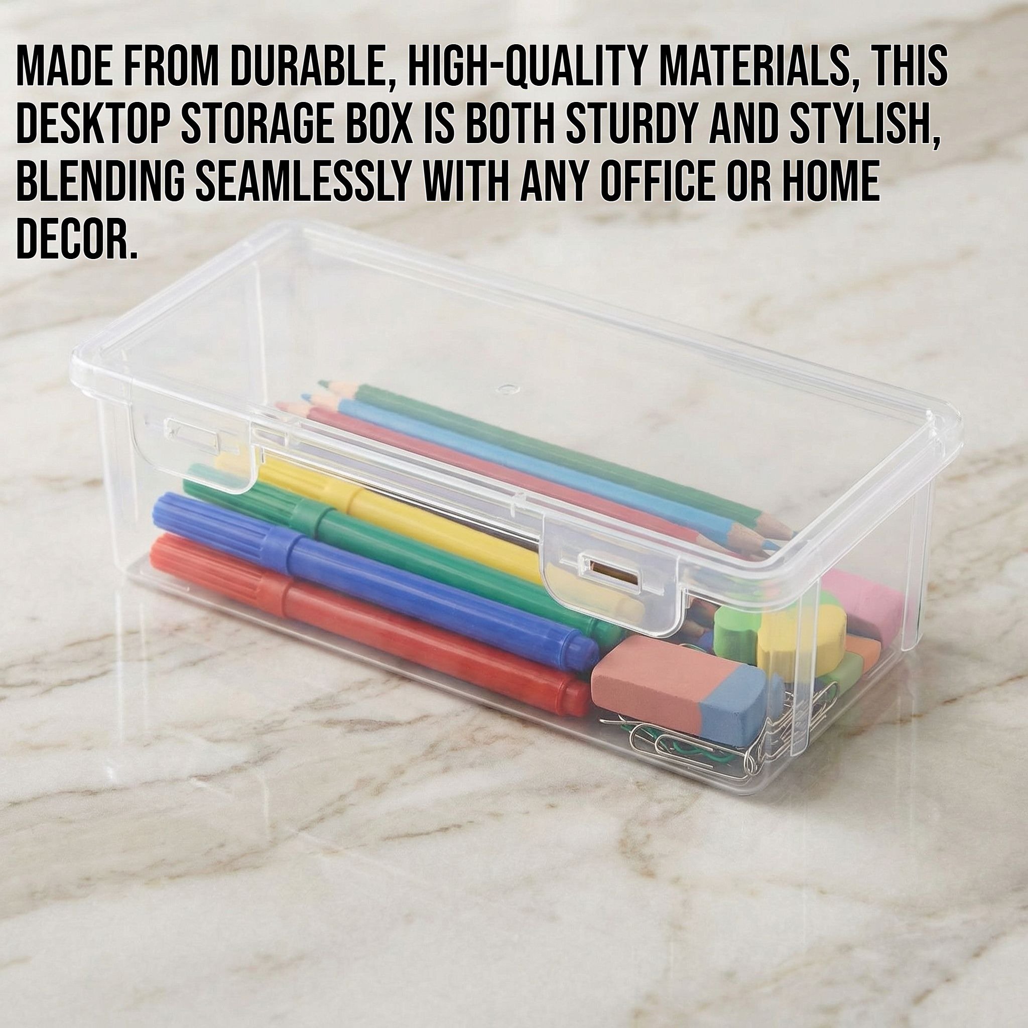 Fully transparent desktop storage box