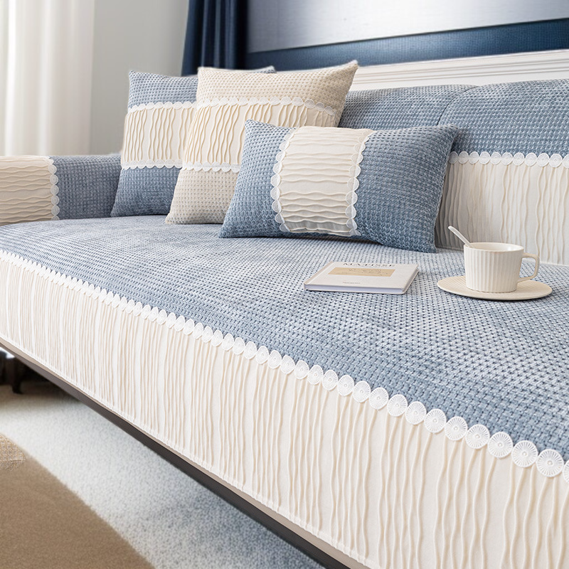 셰니어 소파 패드 와플 미끄럼 방지 방석 크림 커버 소프트 소파 커버 커버 소파 패드