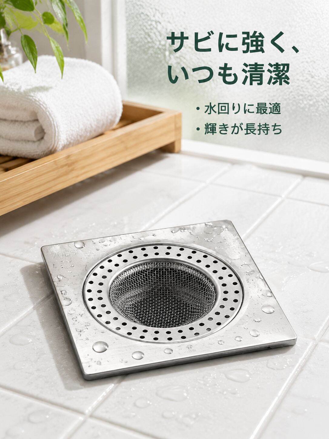 ステンレス製排水メッシュ、下水フィルター、浴室・トイレの毛髪詰まり防止
