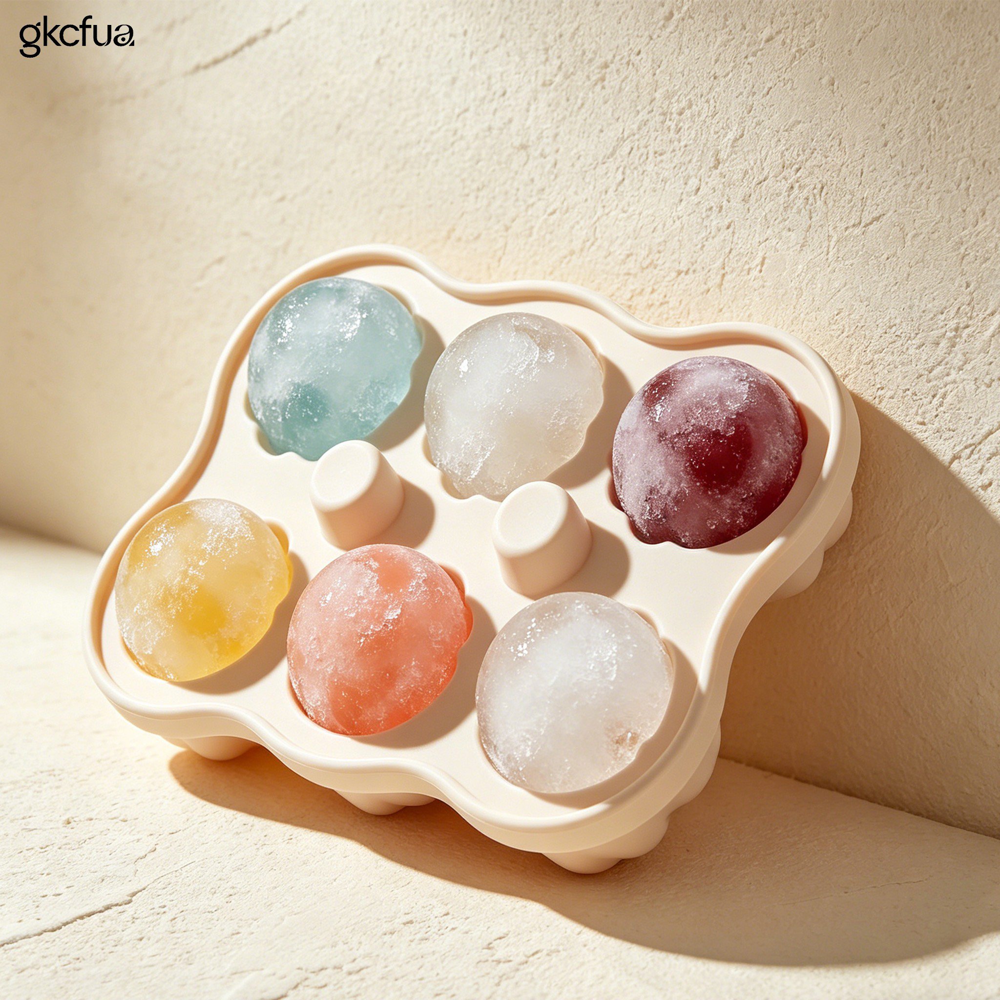 Hockey puck-shaped ice cubes made with silicone molds