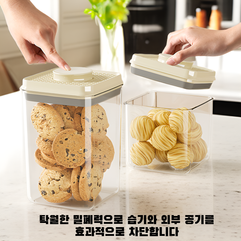누르는 방식의 적층형 밀폐 식품 보관 용기