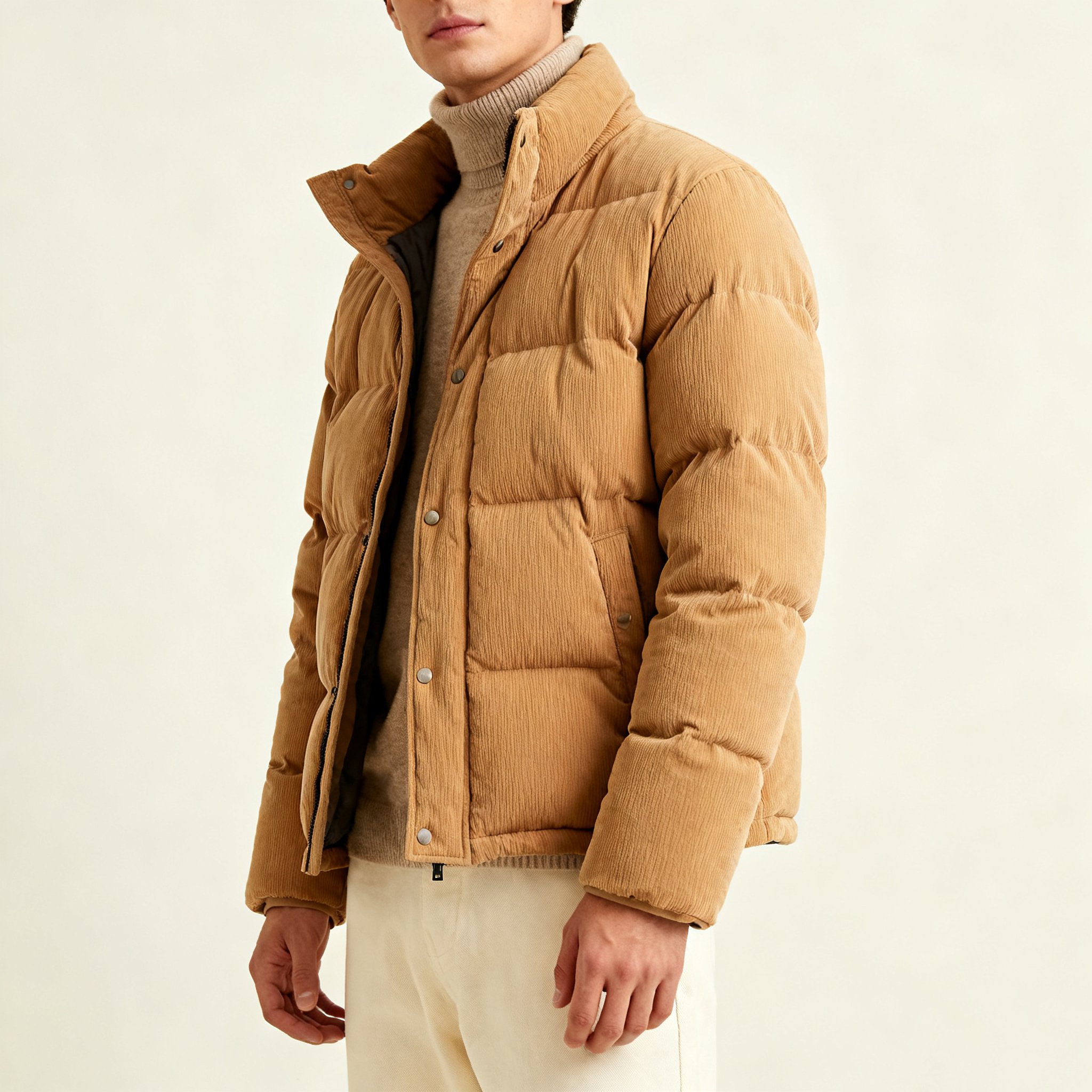 男性用立ち襟綿入りコート