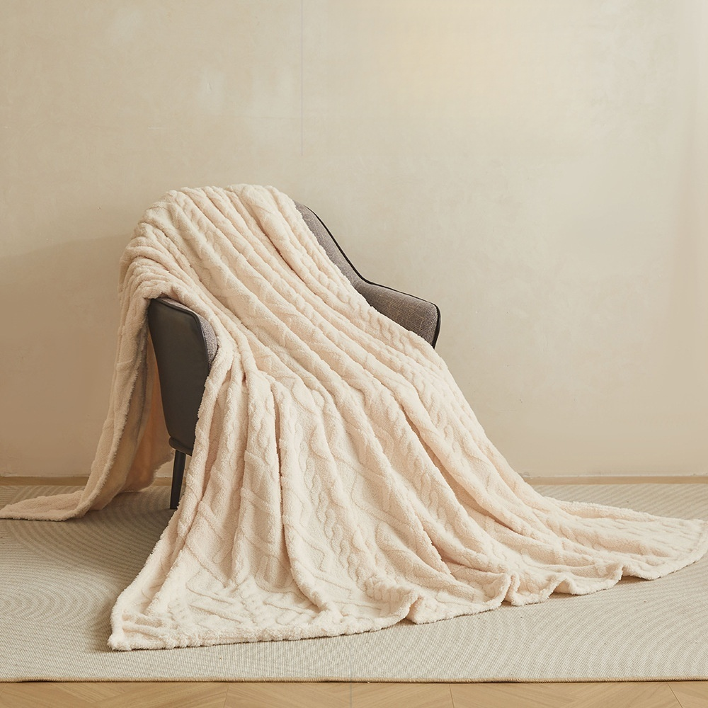 Manta de terciopelo coral AB, doble cara, jacquard de franela